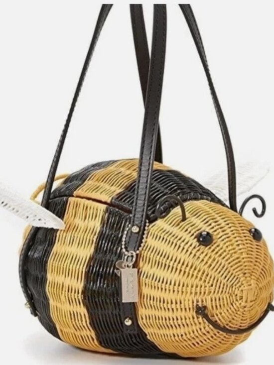 kate spade Handbags - Kate Spade NWT "Down the Rabbit Hole" Wicker Bumble Bee Purse in Plastic